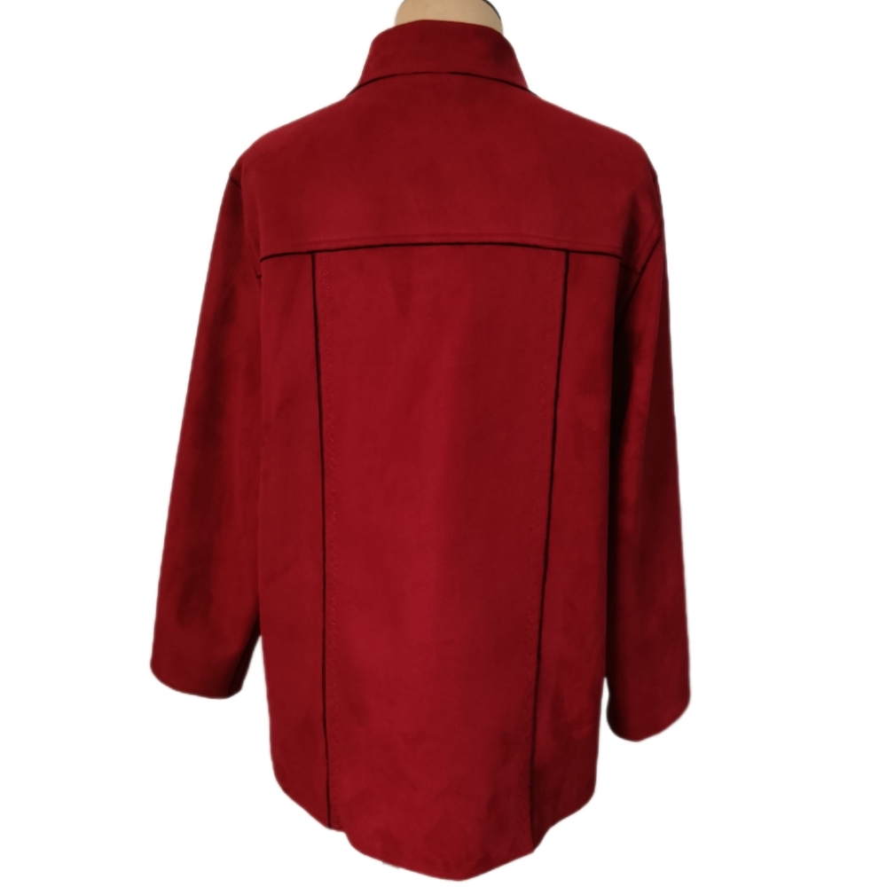 Alfred Dunner Jacket Womens 8 Red Faux Suede Fleece Academia Tomato Girl Comfy - Picture 2 of 6